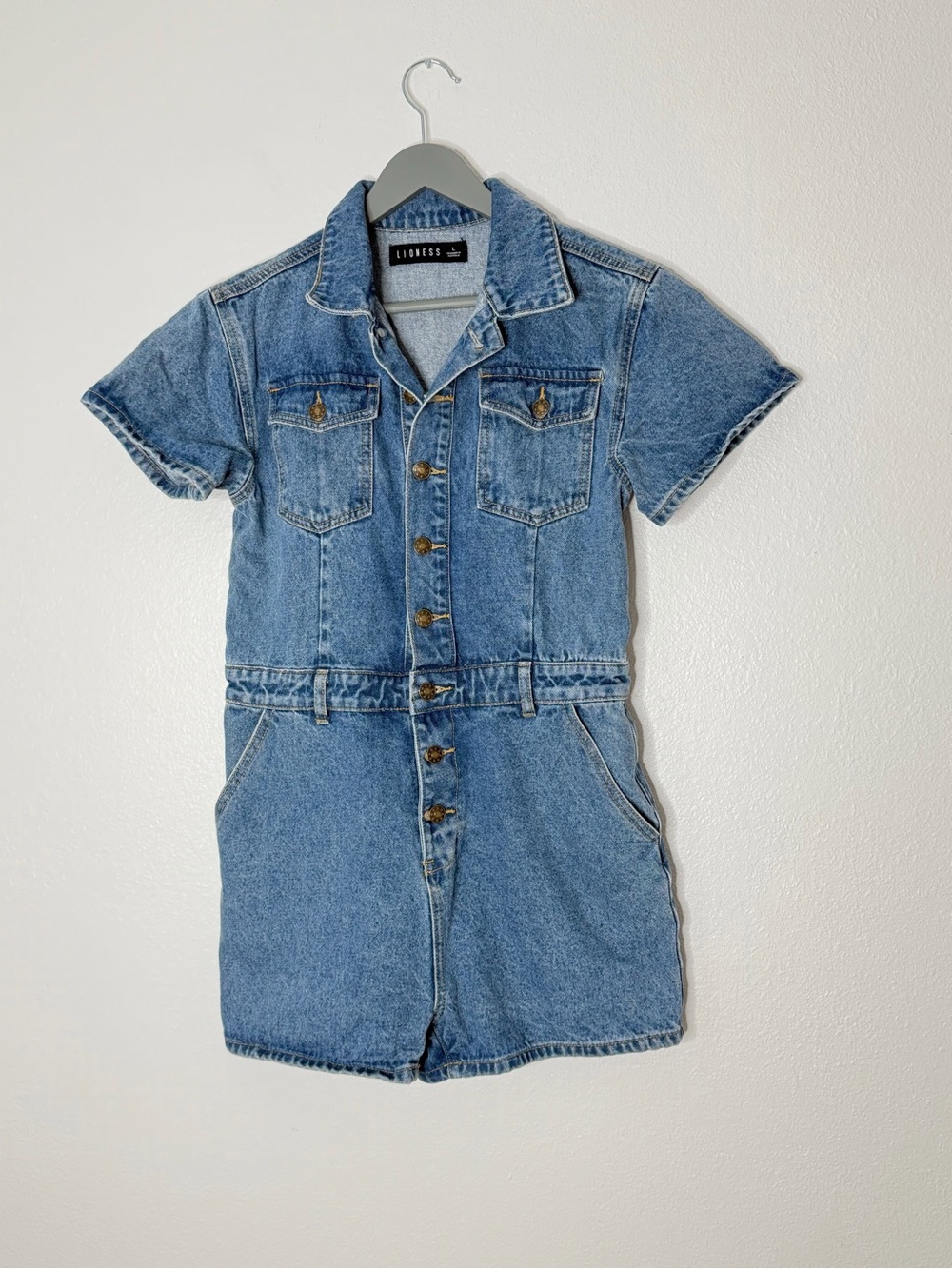 Lioness U Know Whats Up Blue Denim Romper | L